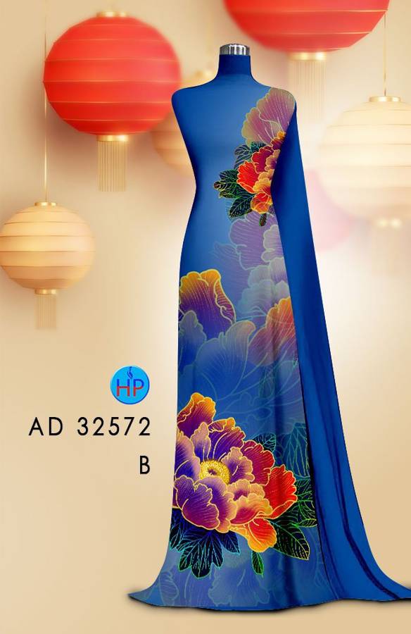 Vải Áo Dài Hoa In 3D AD 32572 7